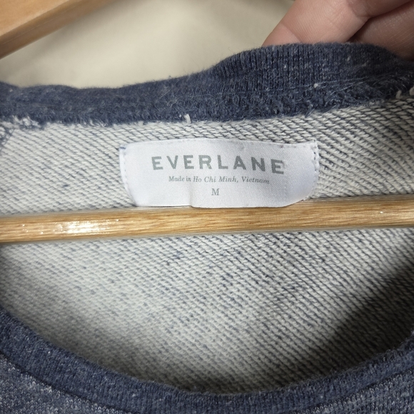 Everlane Short Sleeve Sweatshirt Marled Heather Blue 100% Cotton Minimalist Med - Picture 3 of 7